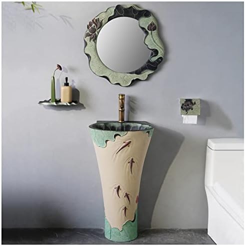 Rzeźbiona umywalka Art Lotus z żywicy i kamień