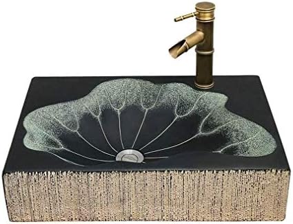 Ręcznie rzeźbiona prostokątna kamienna umywalka 57×40 cm