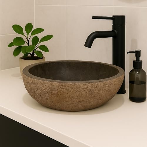 Mała rdzawa umywalka z kamienia rzecznego 30-35 cm