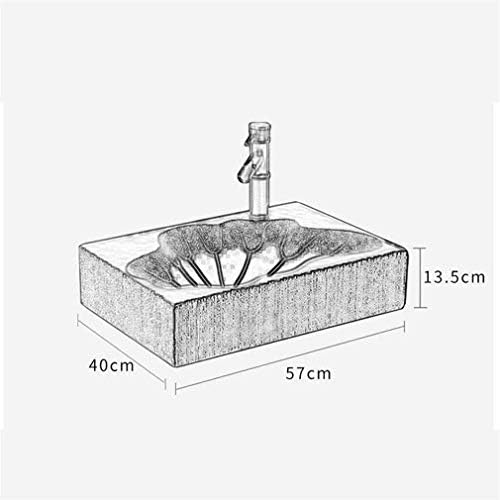 Ręcznie rzeźbiona prostokątna kamienna umywalka 57×40 cm
