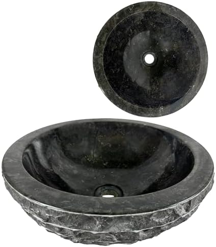 Czarna okrągła umywalka z marmuru 40 cm