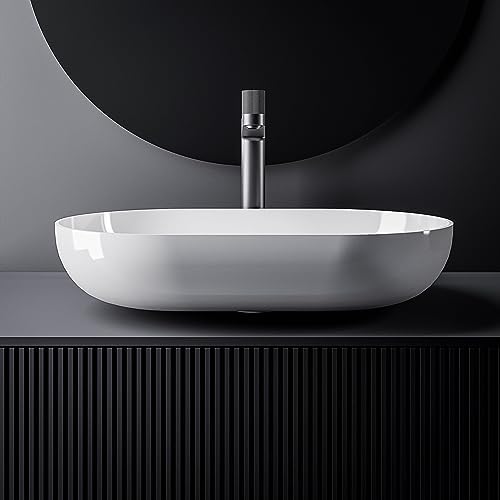 Biała błyszcząca umywalka nablatowa Bernstein 54 cm