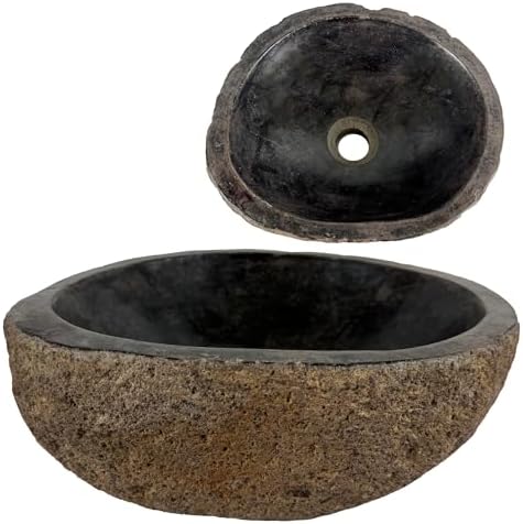 Mała rdzawa umywalka z kamienia rzecznego 30-35 cm