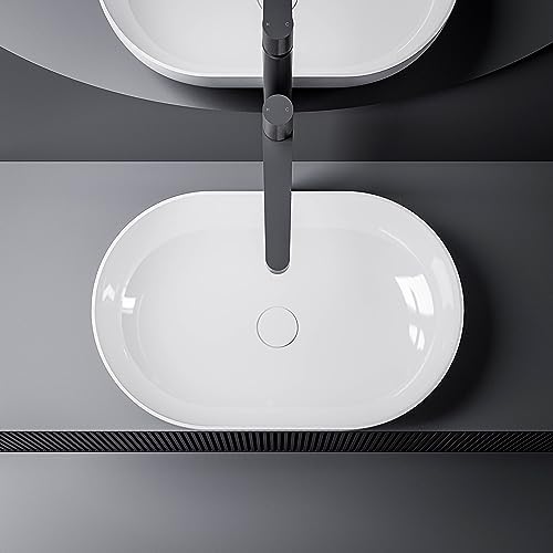 Biała błyszcząca umywalka nablatowa Bernstein 54 cm