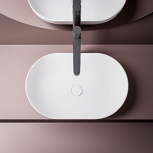 Matowa biała umywalka owalna Bernstein 54 cm