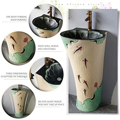 Rzeźbiona umywalka Art Lotus z żywicy i kamień