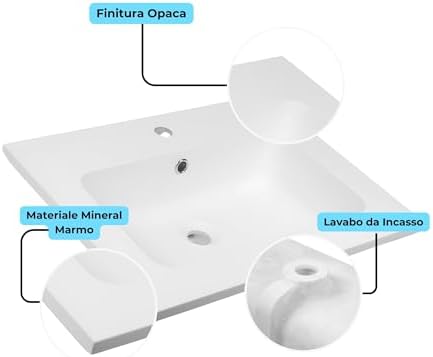 Matowa biała umywalka wpuszczana w blat 61 × 46 cm